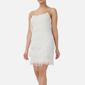 Adrianna Papell Beaded Fringe Shift Dress size 10 ivory